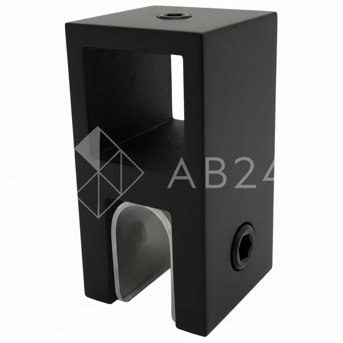 Держатель стекла FDC-58 сквозной 15х15 вертикальный, нержавейка/черный