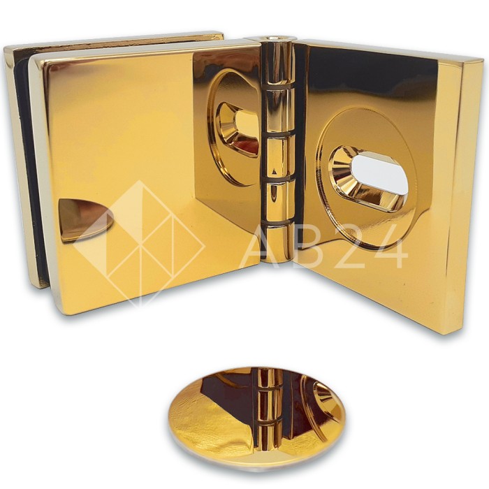 Коннектор для стекла Пегас FDK-100, 45х45 мм стена-стекло 0°-180°, латунь/золото