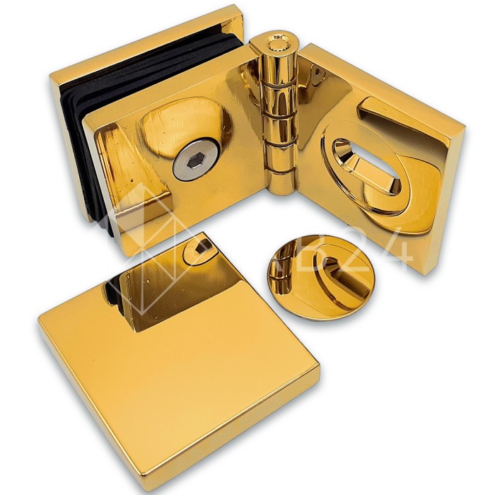 Коннектор для стекла Пегас FDK-100, 45х45 мм стена-стекло 0°-180°, латунь/золото