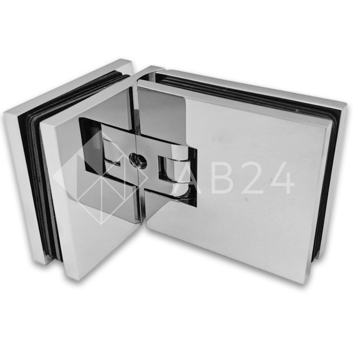 Петля Аврора FDP-184 стекло-стекло 90° с крышками, латунь/хром