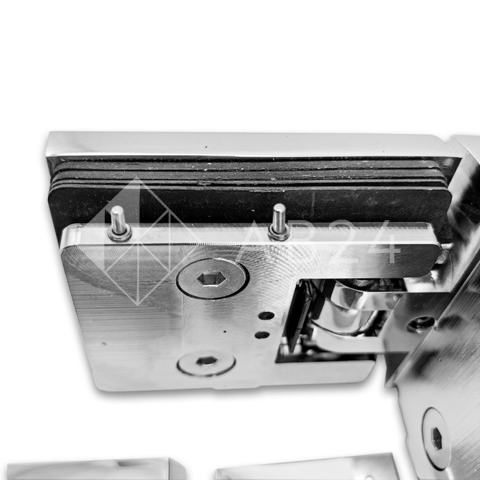 Петля Аврора FDP-184 стекло-стекло 90° с крышками, латунь/хром