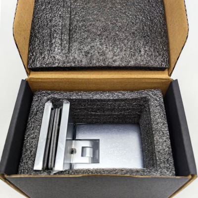 Петля Аврора FDP-184 стекло-стекло 90° с крышками, латунь/хром