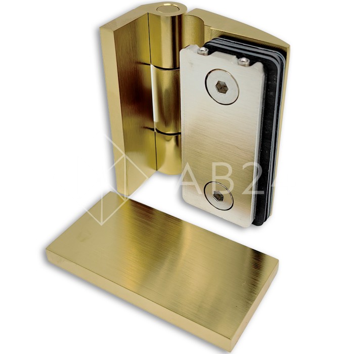 Петля Европа FDP-118 стена-стекло 90° с крышками, латунь/брашированное золото