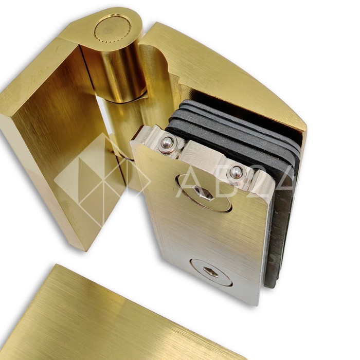 Петля Европа FDP-118 стена-стекло 90° с крышками, латунь/брашированное золото