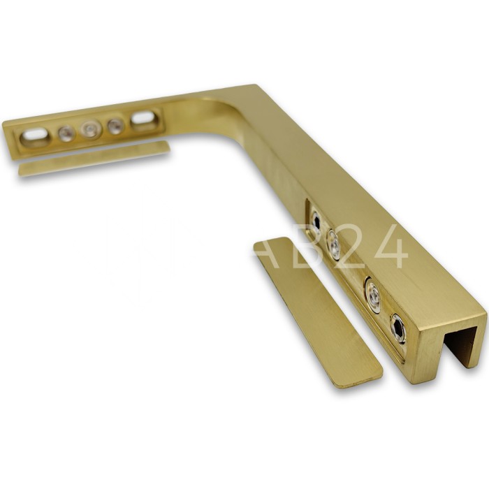 Угловой стабилизатор Диор FDK-4R стена-стекло 90° правый, нержавейка/брашированное золото