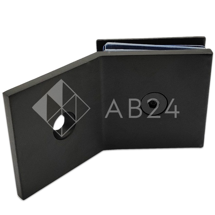 Коннектор для стекла Бета β FDK-27, стена-стекло 135° с пластиной, нержавейка/черный