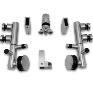 Комплект раздвижной системы Клио FDS-102 для поворотной двери, для трубы 30х10, нержавейка/матовый