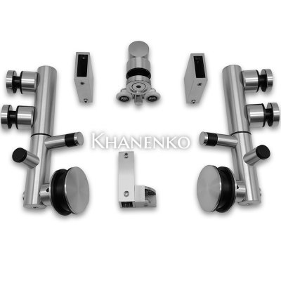Комплект раздвижной системы Клио FDS-102 для поворотной двери, для трубы 30х10, нержавейка/матовый