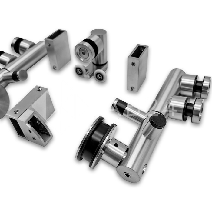 Комплект раздвижной системы Клио FDS-102 для поворотной двери, для трубы 30х10, нержавейка/матовый