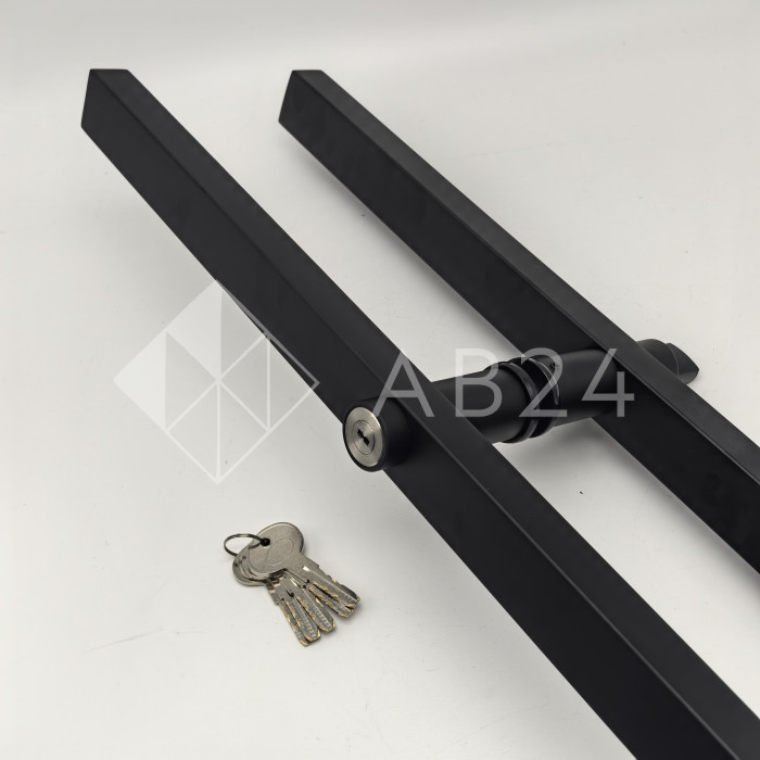 Ручка FKR-214 для стеклянной двери 25х38х1125x1500ммх1 мм с замком, нержавейка/черный