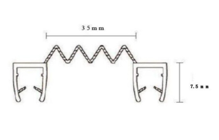 Уплотнитель ПРЕМИУМ гармошка черный 2.5 м под стекло 6 мм FDPP-410.6
