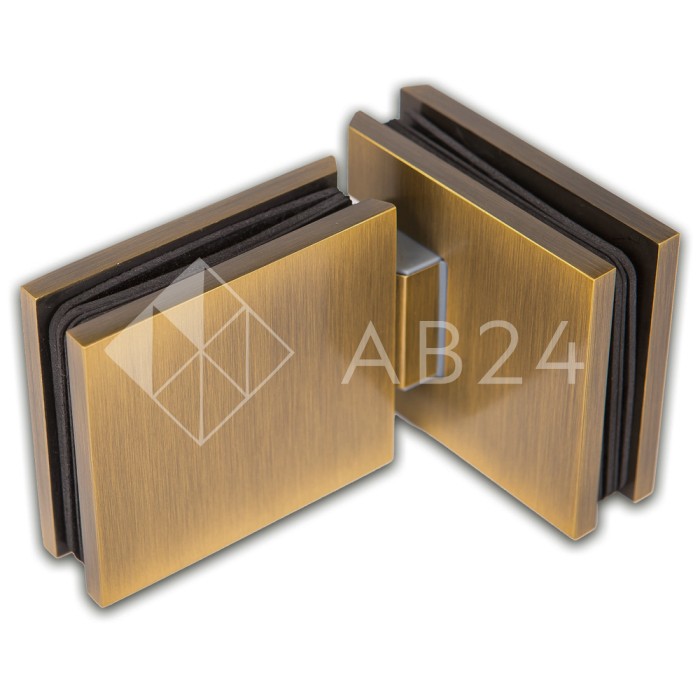 Петля FDP-192 стекло-стекло 180° с крышками, латунь/бронза