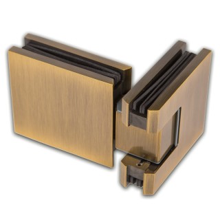 Петля FDP-192 стекло-стекло 180° с крышками, латунь/бронза