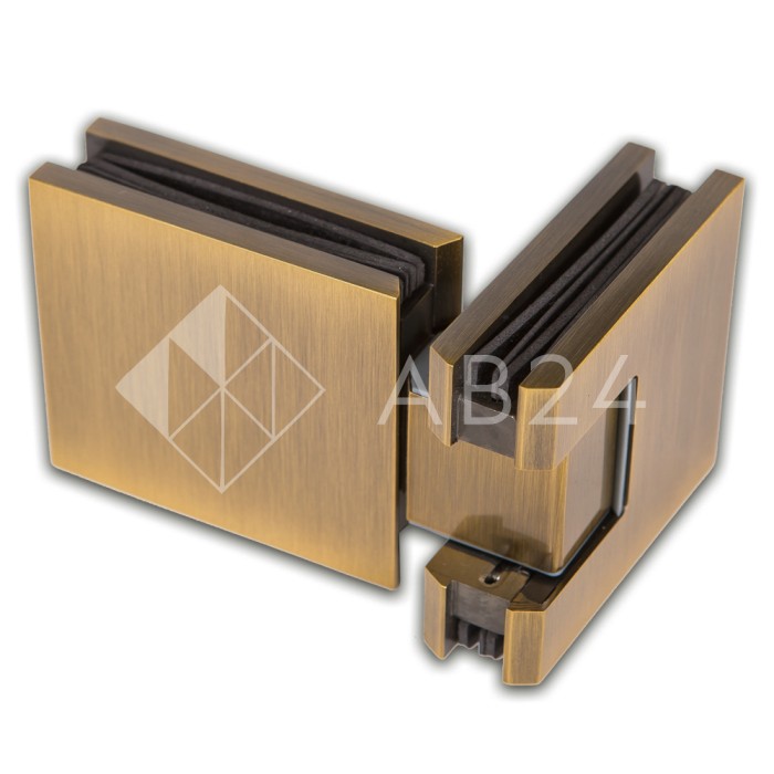 Петля FDP-192 стекло-стекло 180° с крышками, латунь/бронза