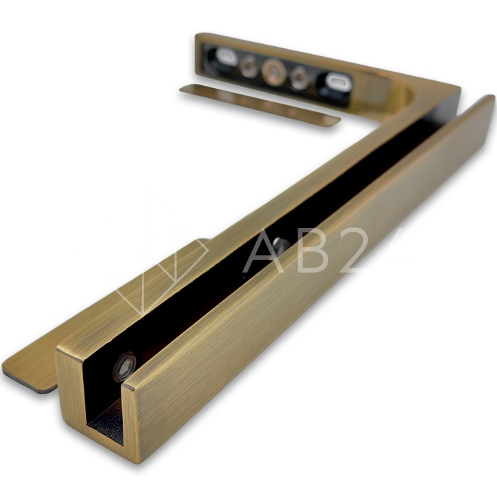 Угловой стабилизатор Диор FDK-4L стена-стекло 90° левый, нержавейка/бронза