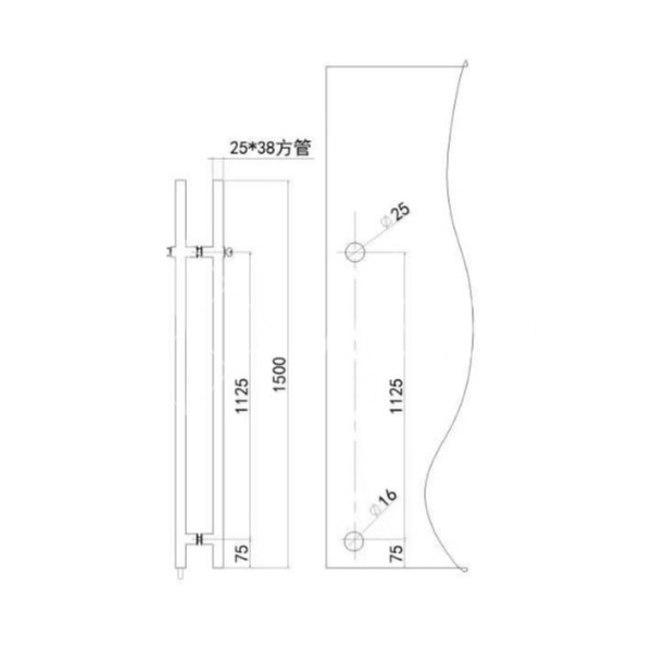 Ручка FKR-214 для стеклянной двери 25х38х1125x1500ммх1 мм с замком, нержавейка/матовый