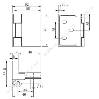 Петля FDP-270 Новая Майя стена-стекло, открывание 90° наружу, латунь/оружейная сталь