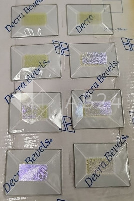 Бевелс AV220 дихроичный прямоугольник 51 х 38 мм желтая шиншилла