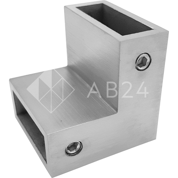 Соединитель трубы FDC-32, 30х10 угловой 90° вертикальный, нержавейка/матовый