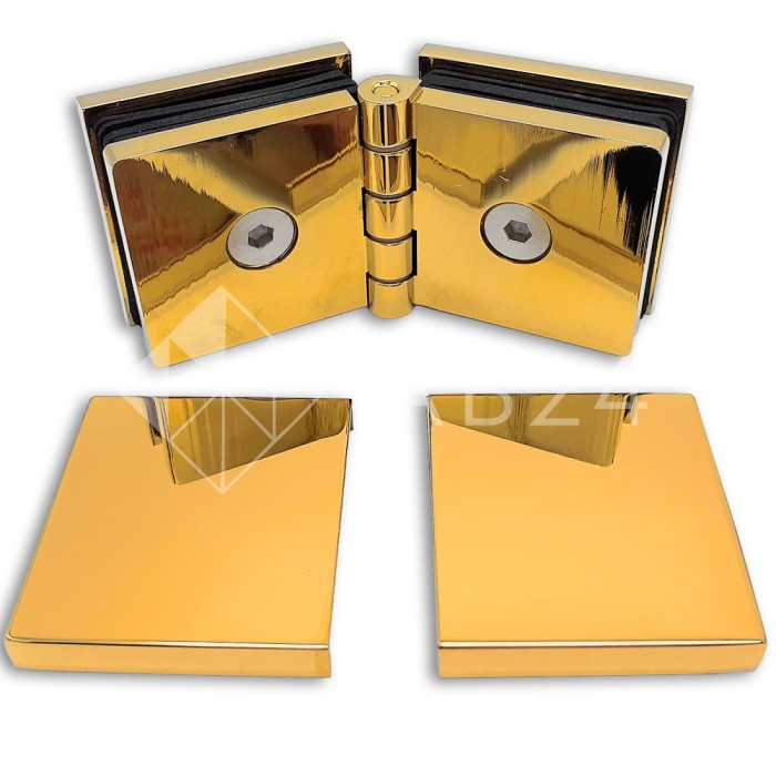 Коннектор для стекла Пегас FDK-101, 45х45 мм стекло-стекло 0°-180°, латунь/золото