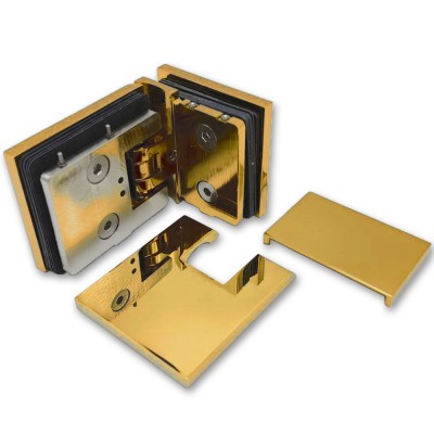 Петля Аврора FDP-184 стекло-стекло 90° с крышками, латунь/золото