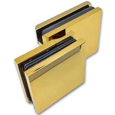 Петля Аврора FDP-184 стекло-стекло 90° с крышками, латунь/золото