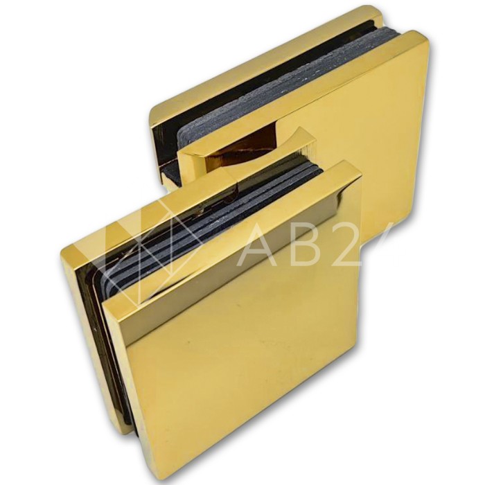 Петля Аврора FDP-184 стекло-стекло 90° с крышками, латунь/золото