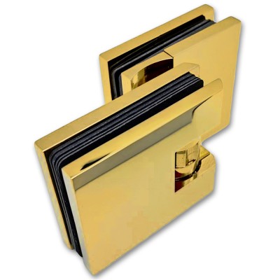 Петля Аврора FDP-184 стекло-стекло 90° с крышками, латунь/золото