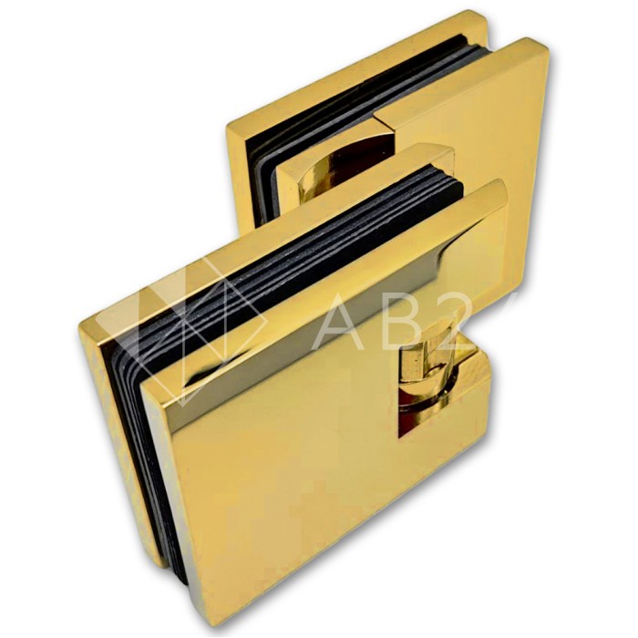 Петля Аврора FDP-184 стекло-стекло 90° с крышками, латунь/золото