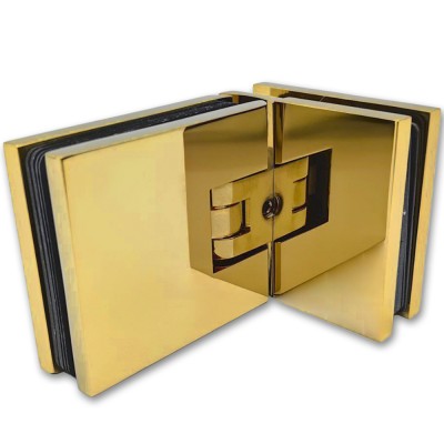 Петля Аврора FDP-184 стекло-стекло 90° с крышками, латунь/золото