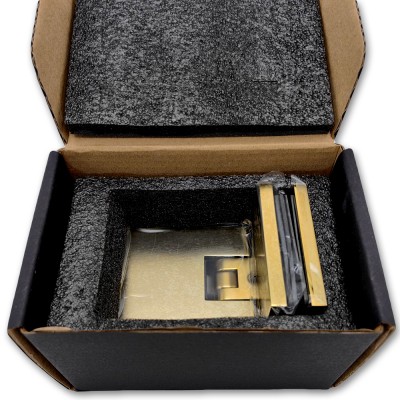 Петля Аврора FDP-184 стекло-стекло 90° с крышками, латунь/золото