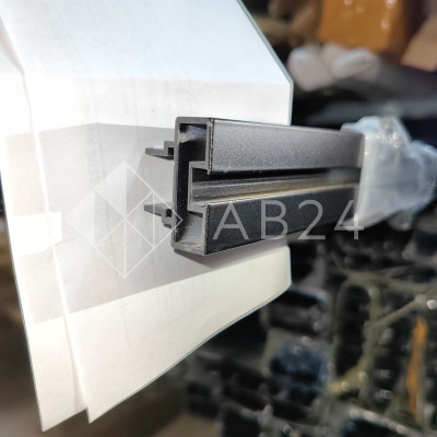 Профиль для стекла FMPA-5.4 верхний, нижний, длина 4 м для раздвижной системы FDS-18, алюминий/черный