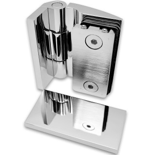 Петля Европа FDP-118 стена-стекло 90° с крышками, латунь/хром