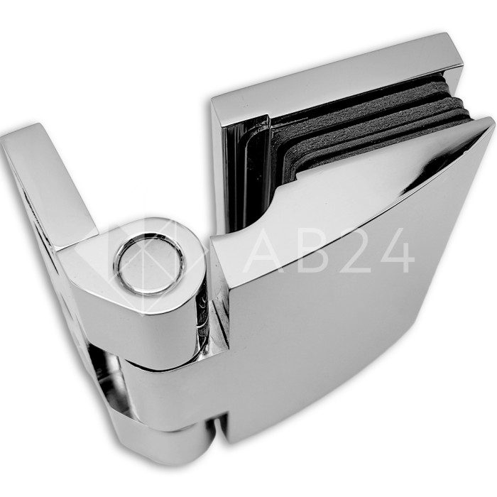 Петля Европа FDP-118 стена-стекло 90° с крышками, латунь/хром