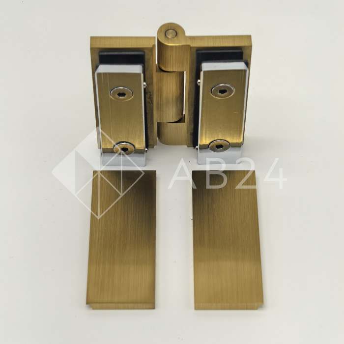 Петля Гера FDP-121 стекло-стекло 180°, латунь/брашированное золото