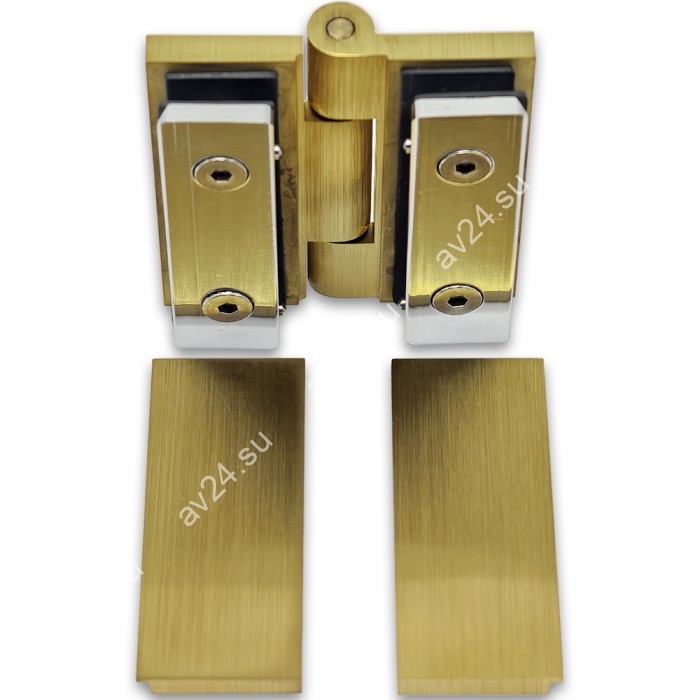 Петля Гера FDP-121 стекло-стекло 180°, латунь/брашированное золото