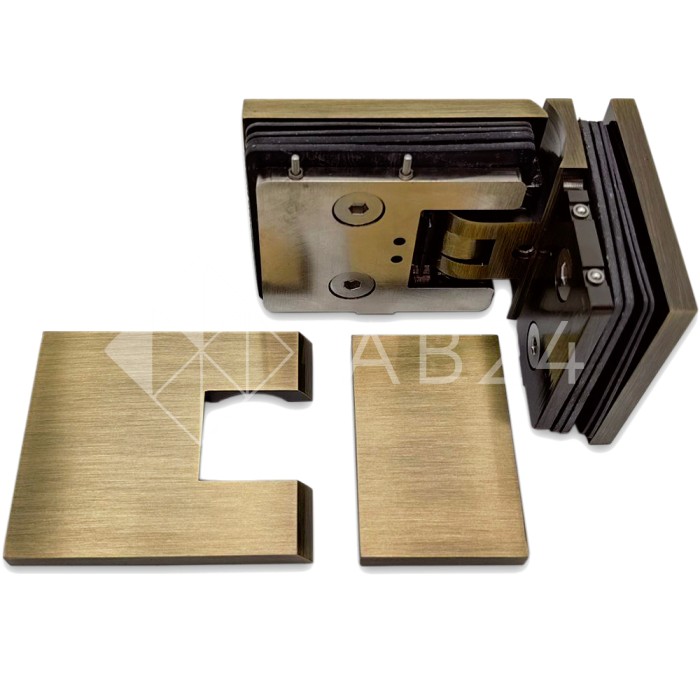 Петля Аврора FDP-184 стекло-стекло 90° с крышками, латунь/бронза