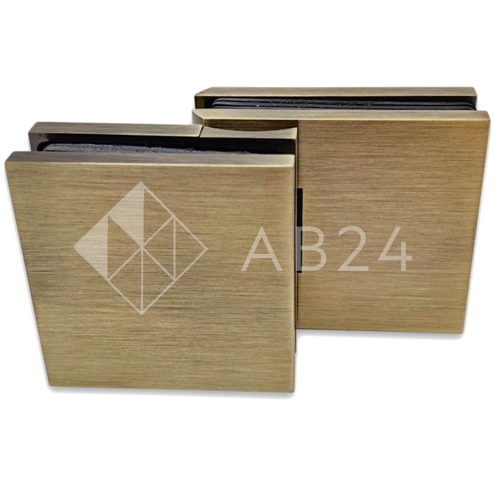 Петля Аврора FDP-184 стекло-стекло 90° с крышками, латунь/бронза