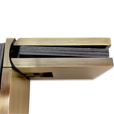 Петля Аврора FDP-184 стекло-стекло 90° с крышками, латунь/бронза