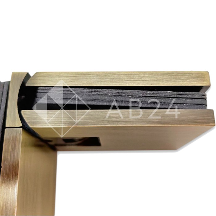 Петля Аврора FDP-184 стекло-стекло 90° с крышками, латунь/бронза