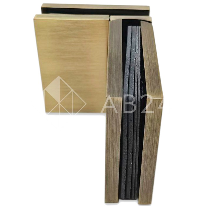 Петля Аврора FDP-184 стекло-стекло 90° с крышками, латунь/бронза