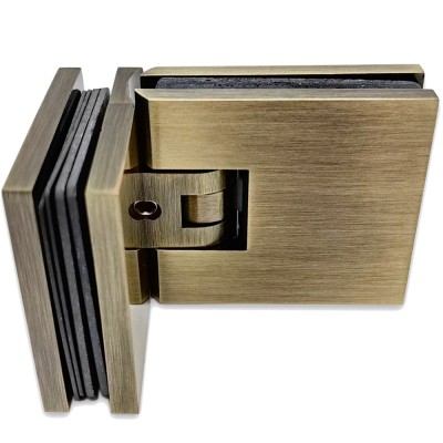 Петля Аврора FDP-184 стекло-стекло 90° с крышками, латунь/бронза