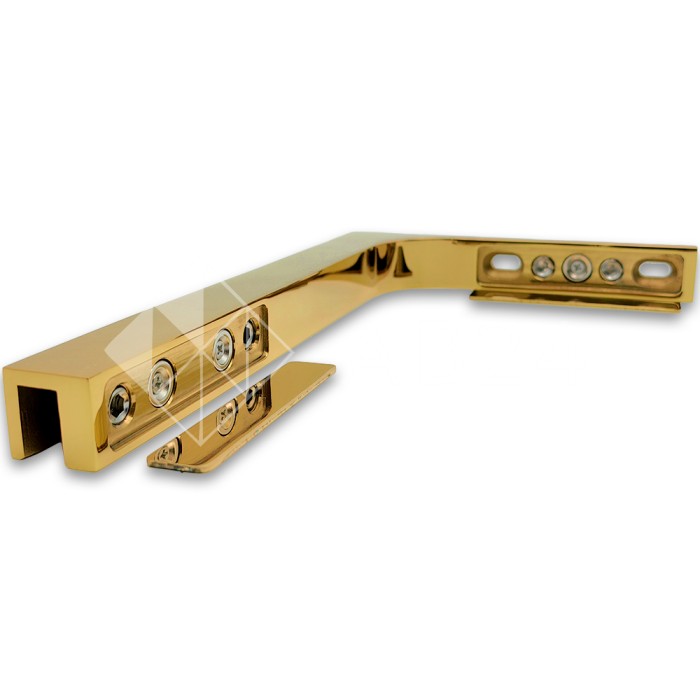 Угловой стабилизатор Диор FDK-4L стена-стекло 90° левый, нержавейка/золото