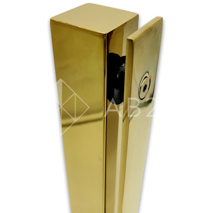 Стойка FOS-07.1 для стекла напольная 78х400 мм со сверлением, нержавейка/золото