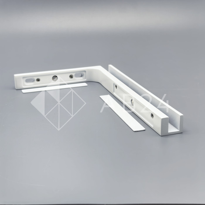 Угловой стабилизатор Диор FDK-5L стена-стекло 90˚ левый, нержавейка/белый