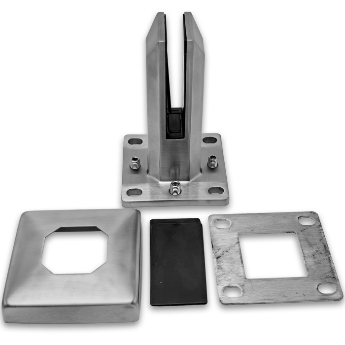 Стойка FOS-102 ПРЕМИУМ для стекла напольная, 100х158 мм, без сверления, дюплекс/матовый