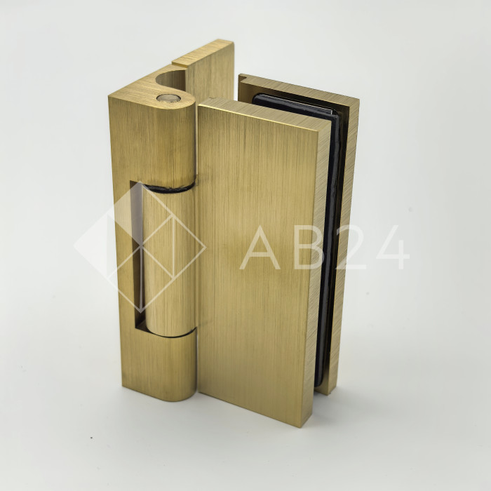 Петля Гера FDP-120 стена-стекло, открывание 90° наружу, латунь/брашированное золото