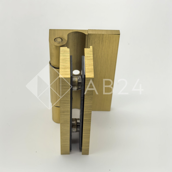 Петля Гера FDP-120 стена-стекло, открывание 90° наружу, латунь/брашированное золото