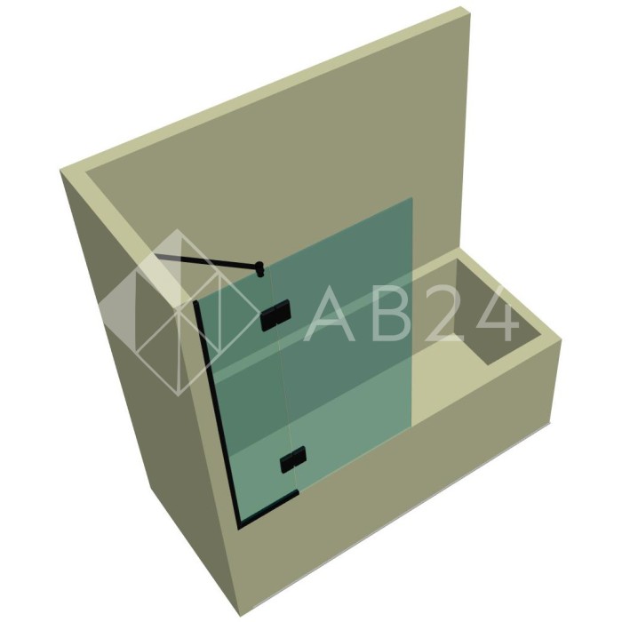 Стеклянная шторка для ванной DK-703P в опорном профиле