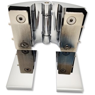 Петля Европа FDP-113 стекло-стекло 180° с крышками, латунь/хром